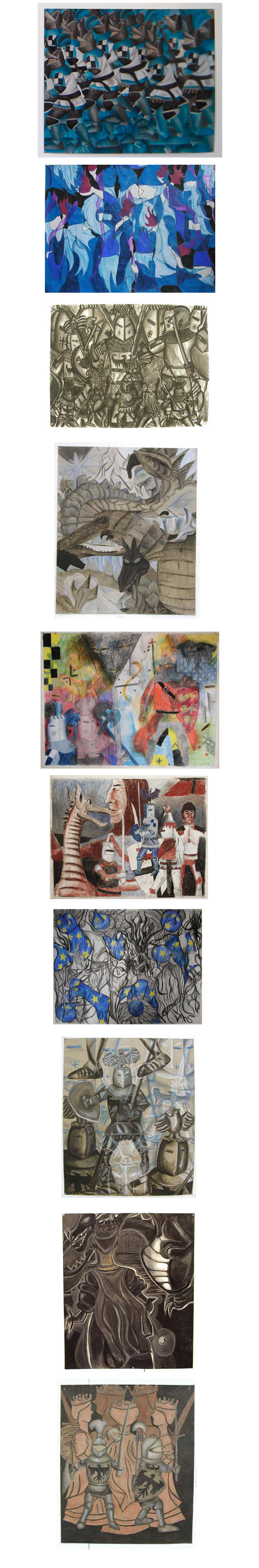 Drawing 101 Still Life Abstractions, created with charcoal, conte, and graphite pencils on paper.